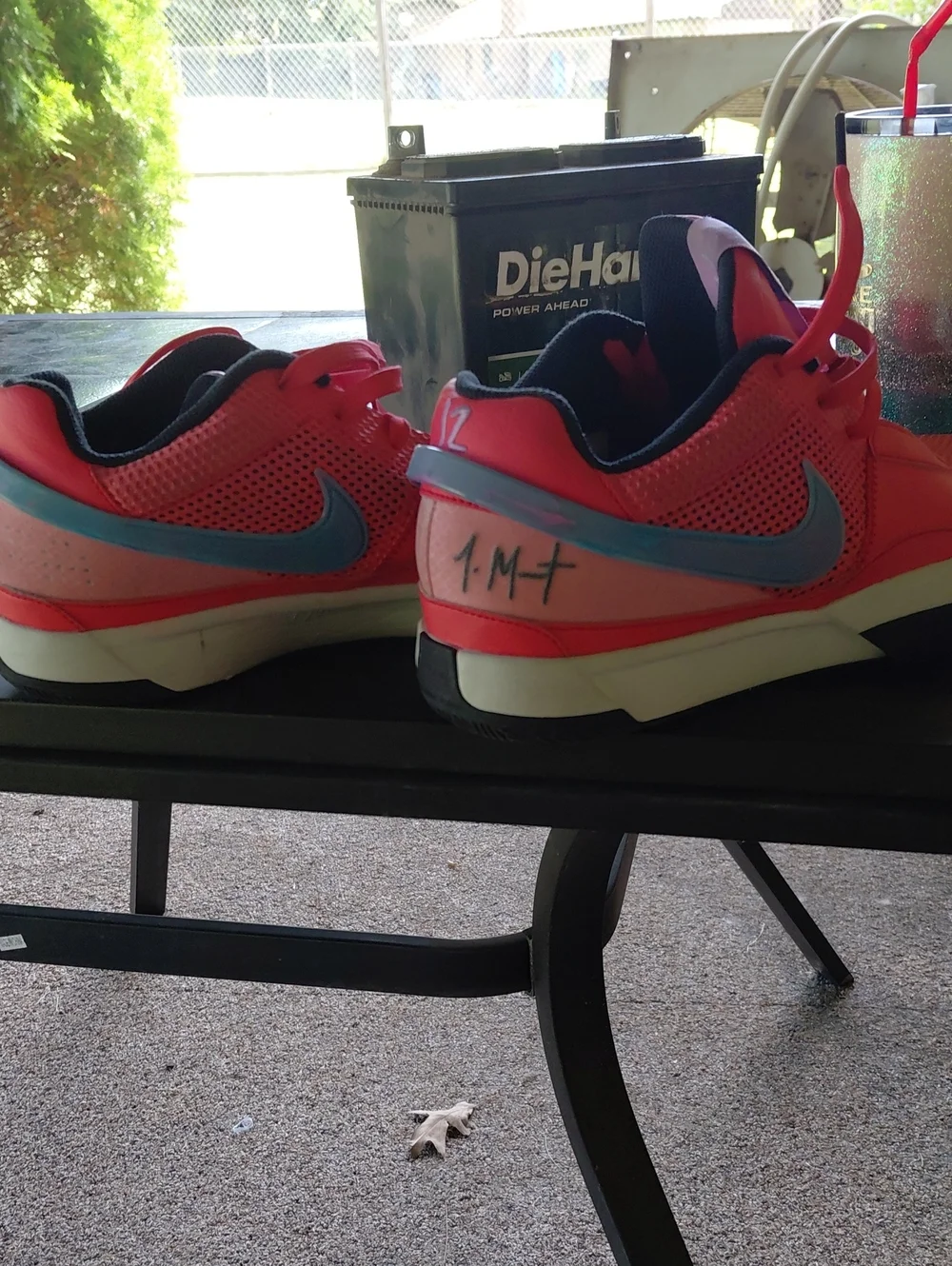 Red Athletic Sneakers with Teal Logo Men Nike 11.5 No Box Pink And Orange